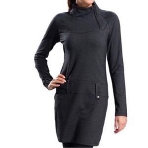Lolë Evolt Athletic Stretch Dress Zip Neck Gray Large SPF 50